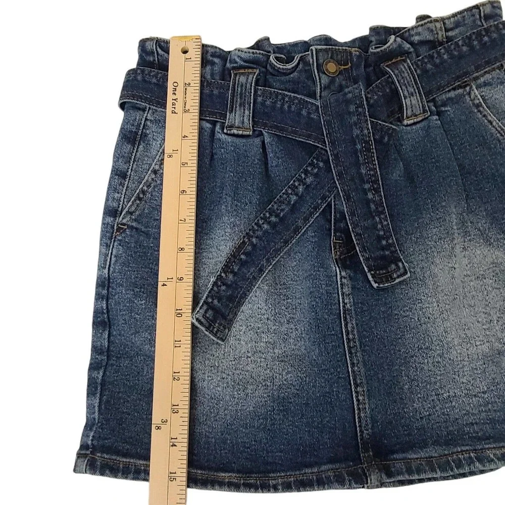 Angel Kiss Womens Size Small Paper Bag High Waist Blue Denim Jean‎ Skirt